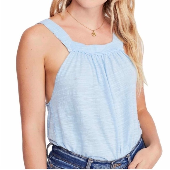 Free People We The Free Cool Blue Good For You Tank Top NWT women M - Picture 1 of 10